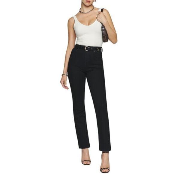 Reformation Liza Ultra High Rise Straight Cropped Jeans In Black size 27 - Picture 1 of 6